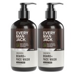 Every Man Jack Unscented Beard + Face Wash - Fragrance Free for Sensitive Skin - Naturally Cleanse and Condition Your Beard and Skin - 6.7-ounce (2 pack)
