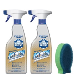 Bar Keepers Friend MORE Spray + Foam Multipurpose Cleaner (2 x 25.4 oz) & Dish Fish Dual Sponge for Bathroom, Kitchen & Outdoor Use on Stainless Steel, Aluminum, Brass, Tile, Ceramic, Porcelain & More