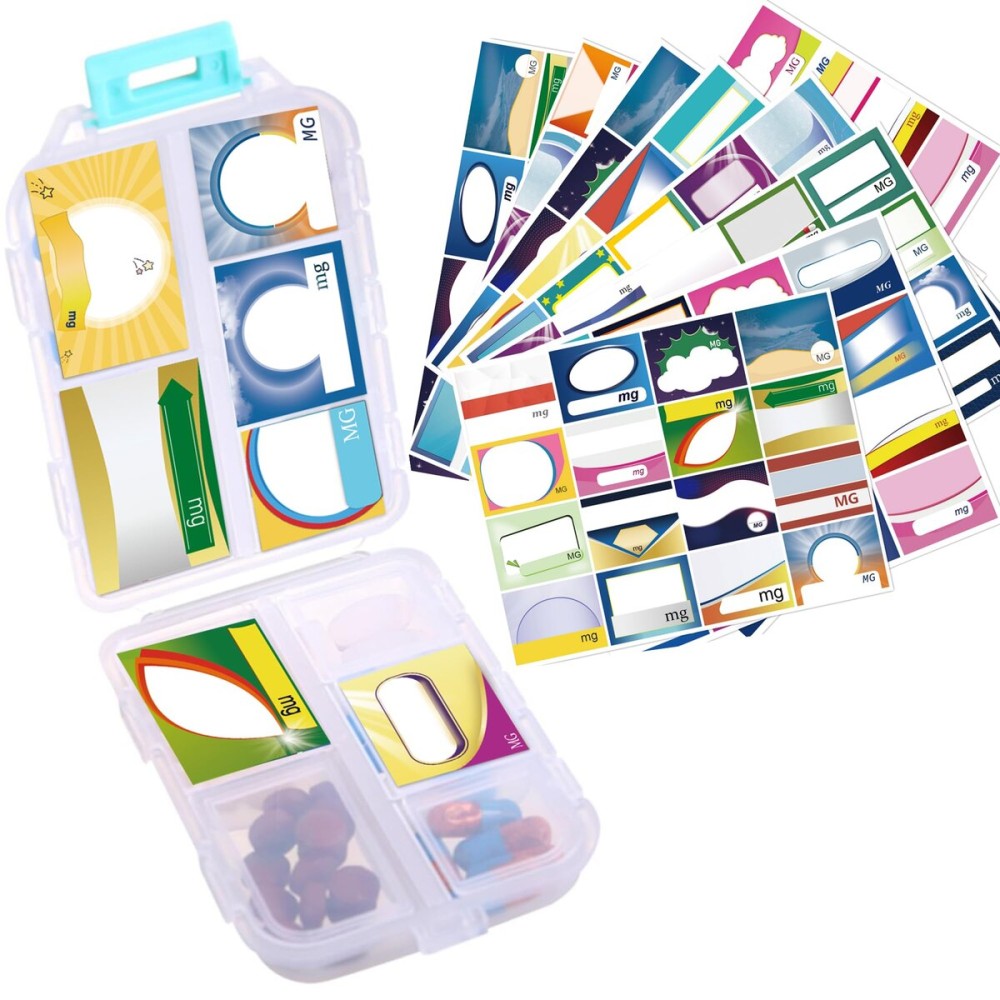 Zuihug 1Pack Travel Pill Organizer - 10 Compartments Pill Case, Compact and Portable Pill Box, Perfect for On-The-Go Storage, Pill Holder for Purse (White with 156 Stickers)