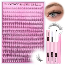 FANXITON Lash Clusters Kit Wispy Lashes Clusters Kit Natural C Lash Extensions Kit 280 Pcs Eyelash Clusters Kit with Lash Bond and Seal Tweezers Individual Lashes Kit