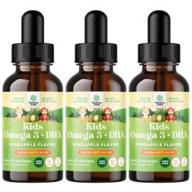 Kids DHA Omega 3 Drops - Fatty Acids Omega 3 6 9 for Brain, Immune Strength & Vision - Nutritional DHA for Kids for Healthy Nervous System & Focus Support - Liquid Supplement with EPA & ALA - 60 mL