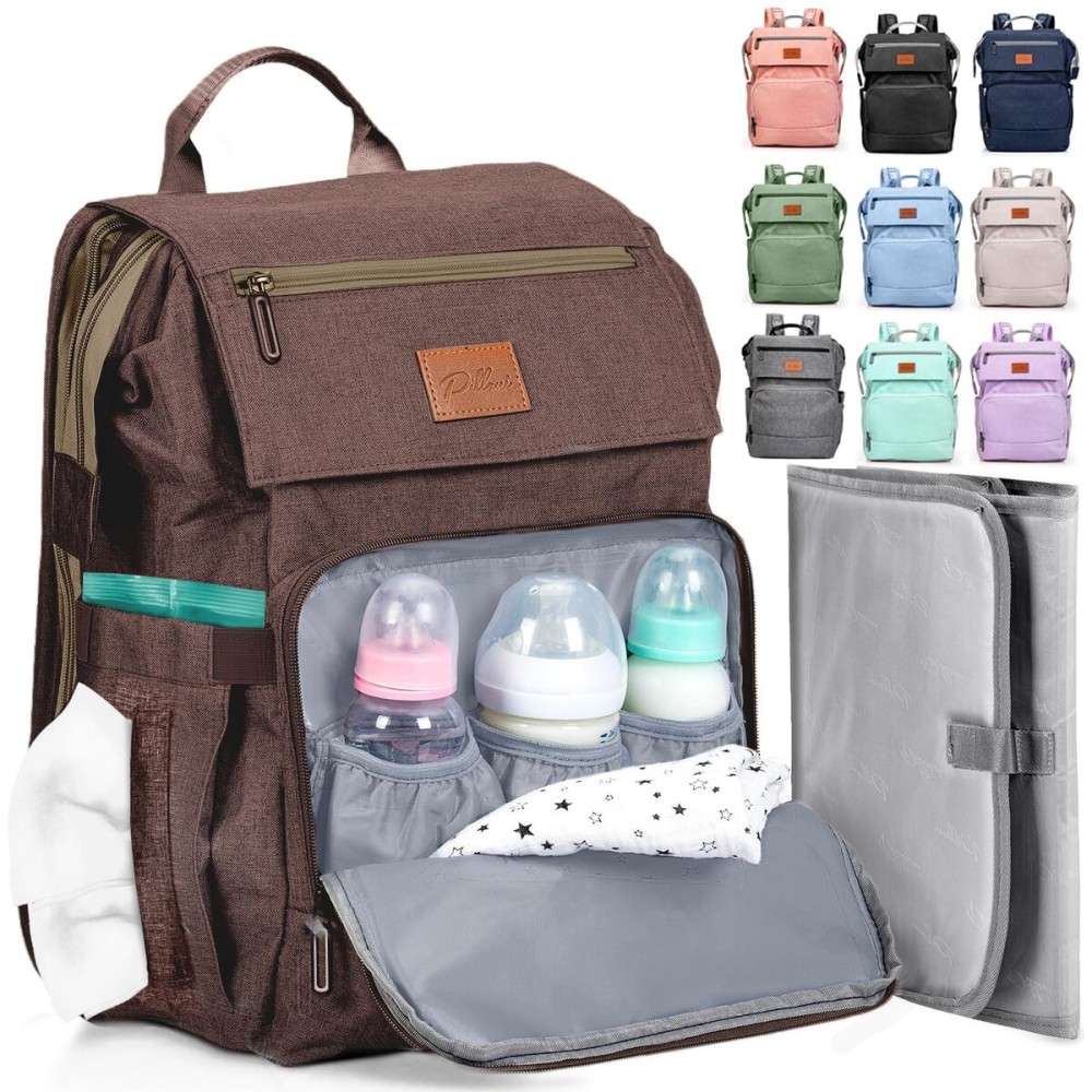 PILLANI Baby Diaper Bag Backpack - Large Bag for Boys & Girls, Waterproof Diaper Backpack - Travel Diaper Bags w/Changing Pad, Baby Registry Search & Shower Gifts - Essentials Must Haves Newborn Stuff