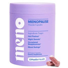 O Positiv MENO Vitamins for Menopause - Hormone-Free Menopause Supplement for Women - Black Cohosh & Ashwagandha KSM-66 - Helps Relieve Hot Flashes, Night Sweats, Mood Swings - 30 Servings (Pack of 1)
