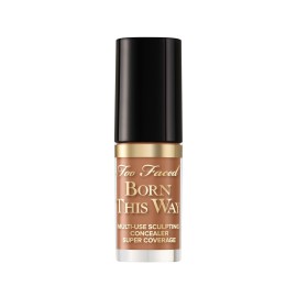 Too Faced Born This Way Super Coverage Multi-Use Concealer | Full Coverage, Non-Comedogenic, Oil Free + Long Lasting Concealer | Hyaluronic Acid + Coconut Water, 0.06 Fl Oz, Travel Size, Caramel