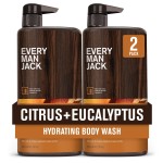 Every Man Jack Nourishing Citrus + Eucalyptus Mens Body Wash for All Skin Types - Naturally Derived Ingredients - Cleanse and Hydrate Skin with Coconut and Glycerin - 24 Fl Oz (2 Pack)