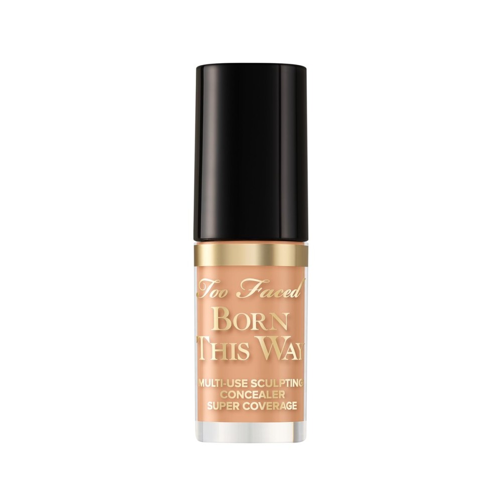 Too Faced Born This Way Super Coverage Multi-Use Concealer | Full Coverage, Non-Comedogenic, Oil Free + Long Lasting Concealer | Hyaluronic Acid + Coconut Water, 0.06 Fl Oz, Travel Size, Sand