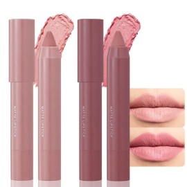 BINGBRUSH Crayon Matte Longwear Lipstick Pack Set,Moisture Smooth Color Stick Ultimate Lip Crayon for Makeup Collection - Waterproof Velvet Lipgloss (2pcs 01&03, 2 Count (Pack of 1))