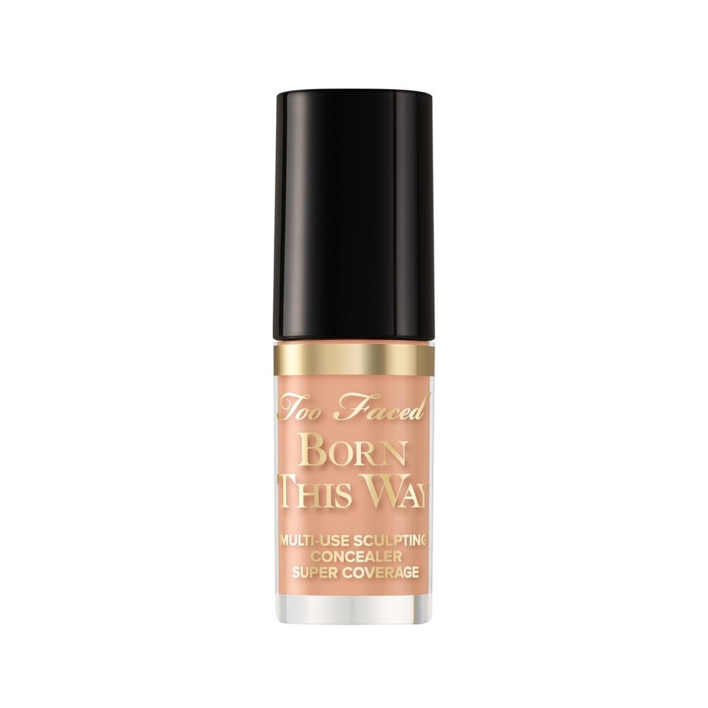 Too Faced Born This Way Super Coverage Multi-Use Concealer | Full Coverage, Non-Comedogenic, Oil Free + Long Lasting Concealer | Hyaluronic Acid + Coconut Water, 0.06 Fl Oz, Travel Size, Taffy