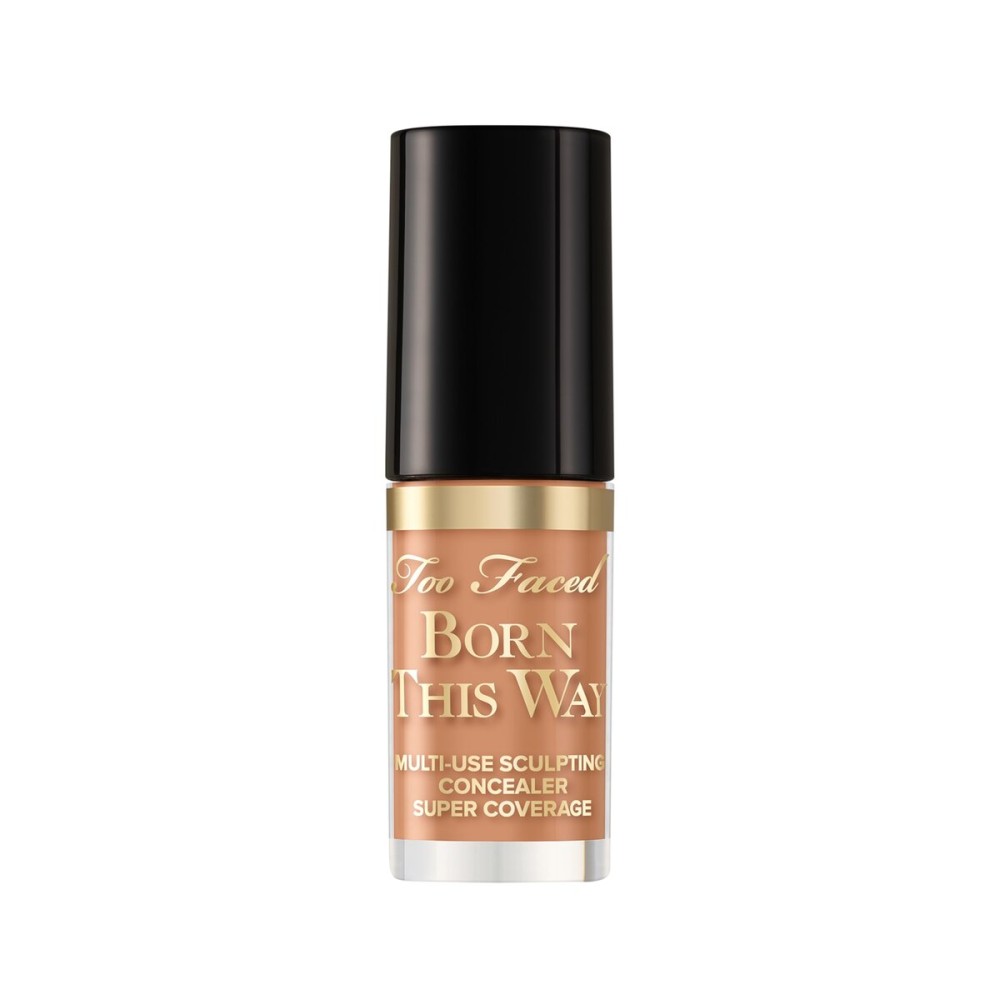 Too Faced Born This Way Super Coverage Multi-Use Concealer | Full Coverage, Non-Comedogenic, Oil Free + Long Lasting Concealer | Hyaluronic Acid + Coconut Water, 0.06 Fl Oz, Travel Size, Warm Sand