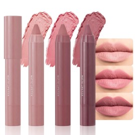 BINGBRUSH Crayon Matte Longwear Lipstick Pack Set,Moisture Smooth Color Stick Ultimate Lip Crayon for Makeup Collection - Waterproof Velvet Lipgloss (3pcs 01&03&07, 3 Count (Pack of 1))