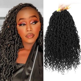 Col Bling Goddess Locs Crochet Hair 14 Inch, 8 Packs Faux Locs Crochet Hair Pre Looped for Women, Boho Crochet Locs with Curly Ends (14 Inch 1)