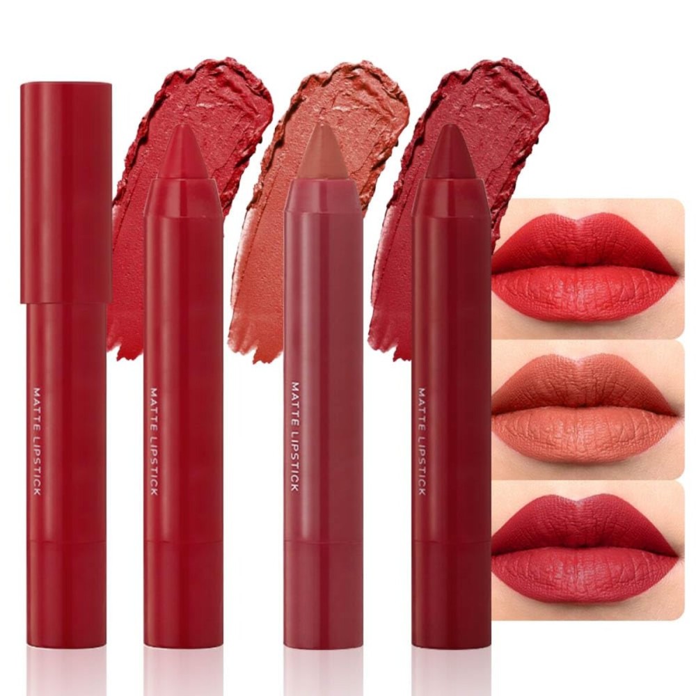 BINGBRUSH Crayon Matte Longwear Lipstick Pack Set,Moisture Smooth Color Stick Ultimate Lip Crayon for Makeup Collection - Waterproof Velvet Lipgloss (3pcs 08&09&10, 3 Count (Pack of 1))