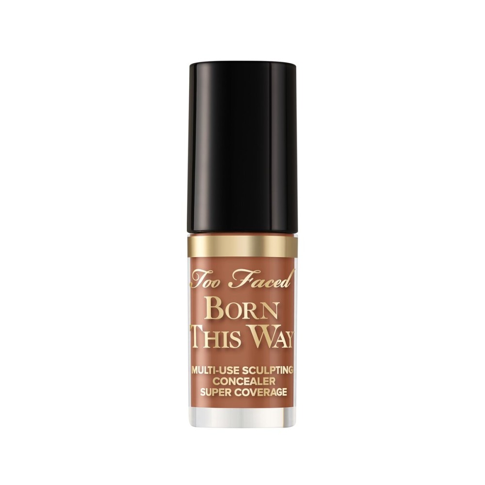 Too Faced Born This Way Super Coverage Multi-Use Concealer | Full Coverage, Non-Comedogenic, Oil Free + Long Lasting Concealer | Hyaluronic Acid + Coconut Water, 0.06 Fl Oz, Travel Size, Mocha