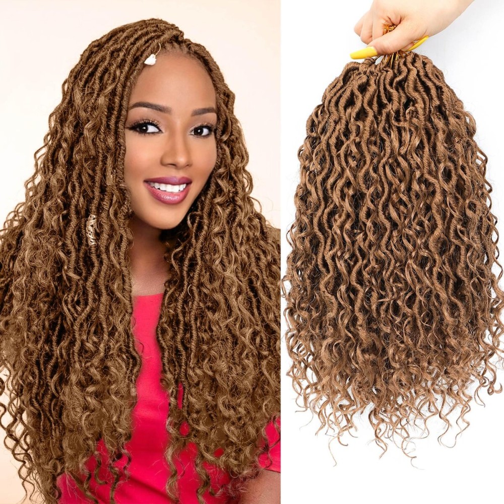Col Bling Goddess Locs Crochet Hair 14 Inch, 8 Packs Faux Locs Crochet Hair Pre Looped for Women, Boho Crochet Locs with Curly Ends (14 Inch 27)
