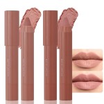 BINGBRUSH Crayon Matte Longwear Lipstick Pack Set,Moisture Smooth Color Stick Ultimate Lip Crayon for Makeup Collection - Waterproof Velvet Lipgloss (2pcs 02&06, 2 Count (Pack of 1))