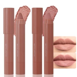 BINGBRUSH Crayon Matte Longwear Lipstick Pack Set,Moisture Smooth Color Stick Ultimate Lip Crayon for Makeup Collection - Waterproof Velvet Lipgloss (2pcs 02&06, 2 Count (Pack of 1))