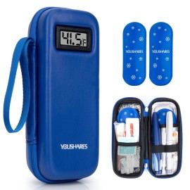 YOUSHARES Insulin Cooler Travel Case with Temperature Display - Refrigerated Medicine Cooling Bag with 2 TSA Approved Ice Pack, Medication Pen Diabetic Supplies Organizer for Trip and Daily