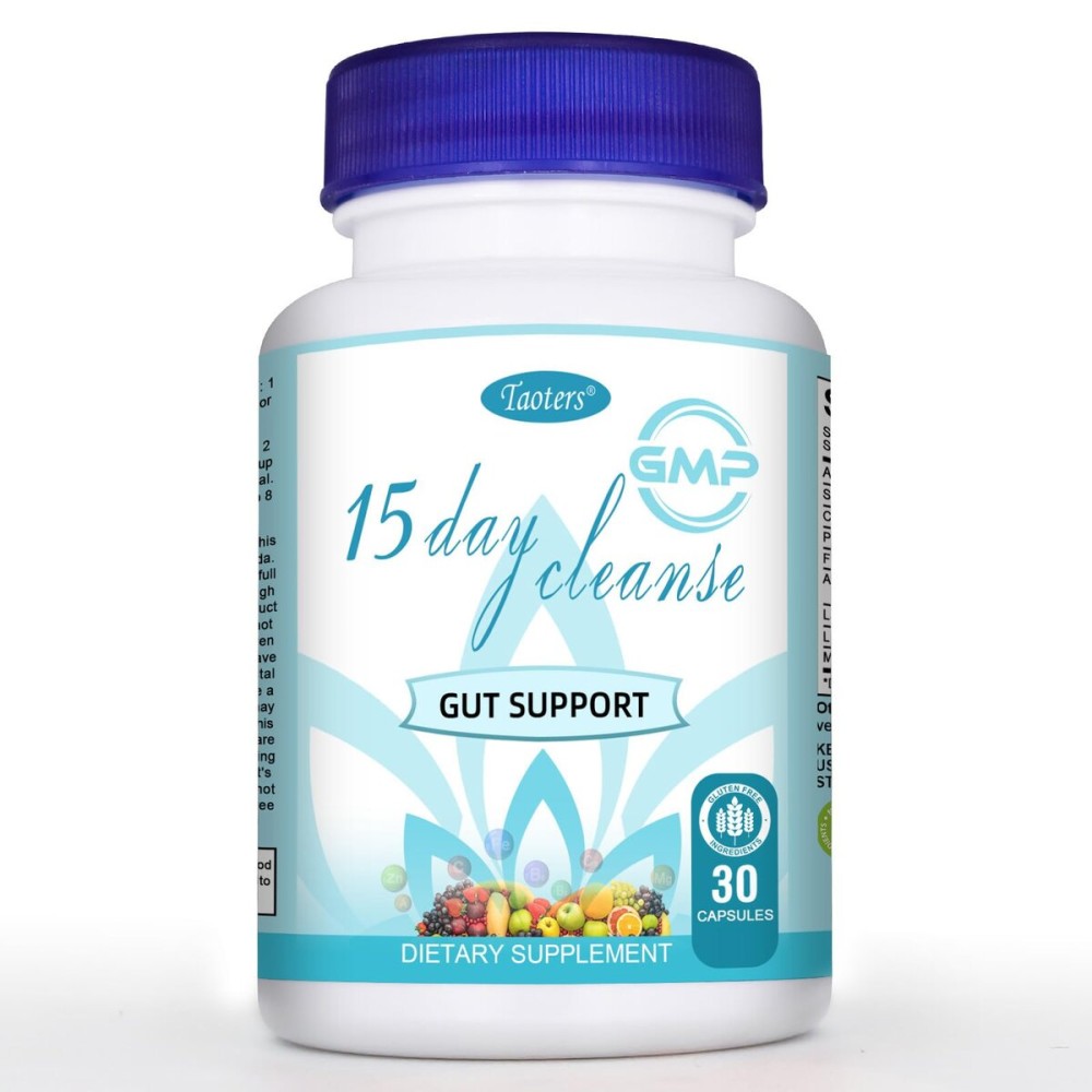 TAOTERS 15 Day Cleanse Gut Support 1 Pack | Colon Broom, Detox Supplement with Senna, Cascara Sagrada & Psyllium Husk, for Men and Women | 30 Capsules