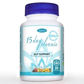 TAOTERS 15 Day Cleanse Gut Support 1 Pack | Colon Broom, Detox Supplement with Senna, Cascara Sagrada & Psyllium Husk, for Men and Women | 30 Capsules