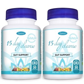 TAOTERS 15 Day Cleanse Gut Support 2 Pack | Colon Broom, Detox Supplement with Senna, Cascara Sagrada & Psyllium Husk, for Men and Women | Total 60 Capsules
