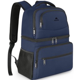 MATEIN Cooler Backpack Insulated Waterproof, 26 Cans Leak-Proof Lunch Backpack Cooler for Men Women, Double Layer Lightweight Soft Cooler Bag Portable Lunchbox Backpack for Beach Travel Picnic, Blue