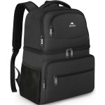 MATEIN Backpack Cooler for Men Women, 40 Cans Insulated Lunch Cooler Backpack Double Layer Cooler Bag, Leak-Proof Soft Lunch Box Back Pack with Cooler Compartment Beer Gifts for Picnic Beach, Black