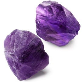 QINJIEJIE Amethyst Crystal Rocks 2PCS 1.8-2.2\'\' Raw Amethyst Stone Large Rock Rough Healing Crystals for Fountain Rocks Bulk Polishing DIY Decoration Natural Stones for Handmade Gifts