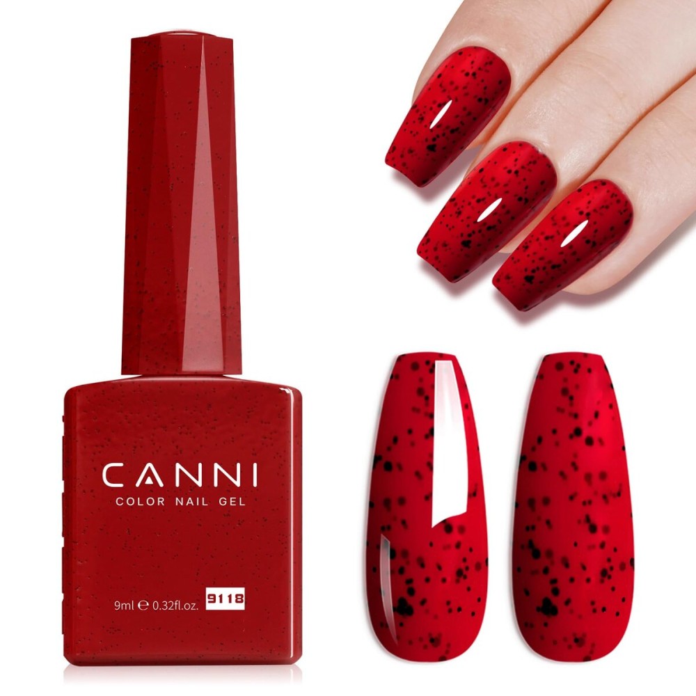 CANNI Wine Red Glitter Gel Polish - 9ML Sparkly Soak-Off UV/LED Gel Nail Polish for French Manicure, DIY or Salon Use
