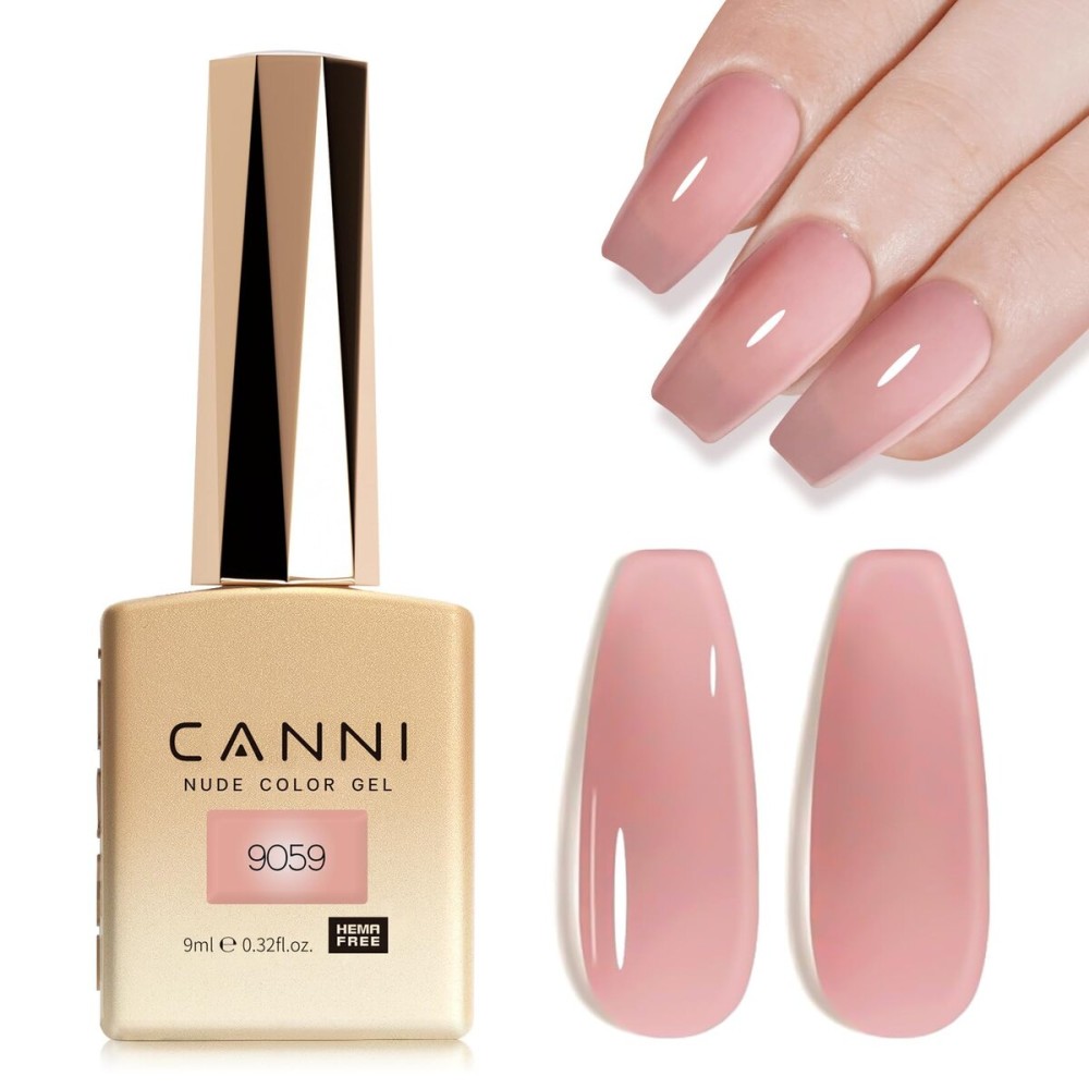 CANNI Pink Jelly Gel Polish - 9ML Translucent Sheer Nude Soak-Off UV/LED Gel Nail Polish for DIY Manicure or Salon Use