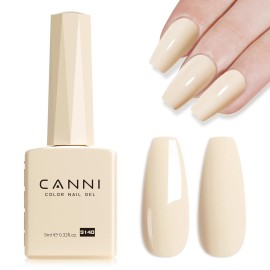 CANNI Nude Color Gel Polish, 1Pcs Albescent White Nude High Gloss Soak Off U V Gel Nail French Nail Manicure Salon DIY