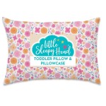Little Sleepy Head Toddler Pillow with Pillowcase 13x18 - Kids Pillow for Sleeping - Better Neck Support Ergonomic Pillow and Toddler Pillowcase - Best Pillows for Kids (Whimsy Garden)