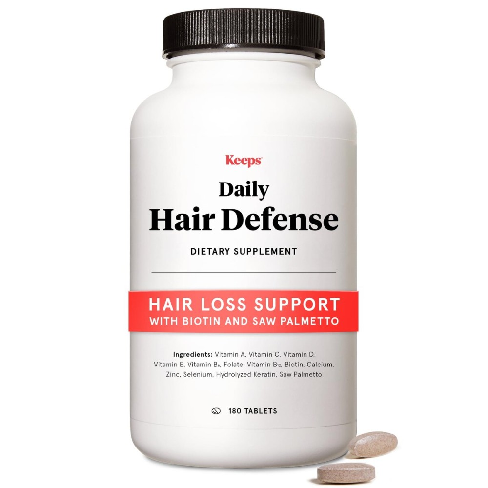 Keeps Daily Hair Growth Supplement for Visibly Thicker, Fuller Looking Hair - Hair Thinning Supplement with Biotin, Saw Palmetto, Vitamins A, B6, B12, C, D & Calcium - Men & Women - 3 Month Supply