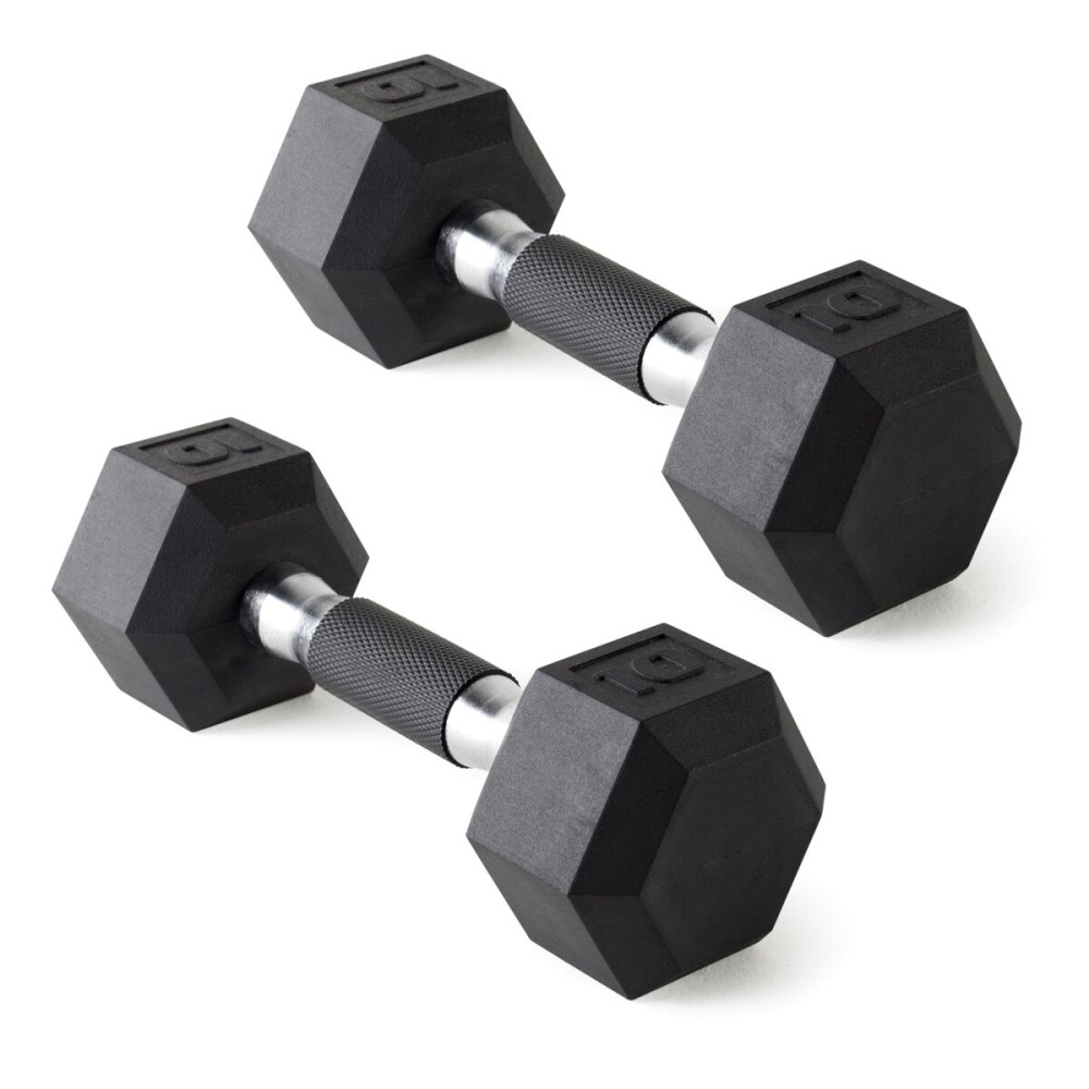 CAP Barbell 10 LB Rubber Coated Hex Dumbbell Hand Weight with Padded Grip - Pair | Comfort Grip