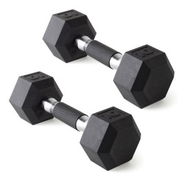 CAP Barbell 10 LB Rubber Coated Hex Dumbbell Hand Weight with Padded Grip - Pair | Comfort Grip
