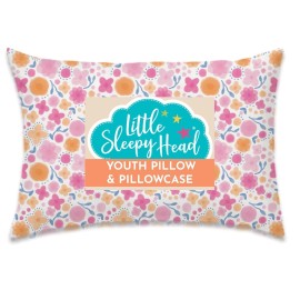 Little Sleepy Head Youth Pillow with Pillowcase 16x22, Soft Jumbo Toddler Pillows, Hypoallergenic Pillow Case - Best Kids Pillows for Sleeping, Perfect Kids Travel Pillows (Whimsy Garden)