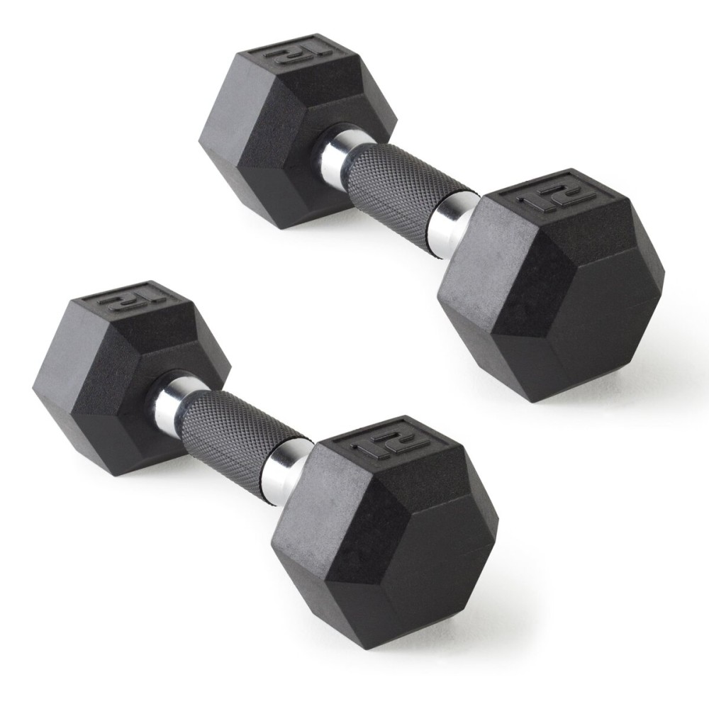 CAP Barbell 12 LB Rubber Coated Hex Dumbbell Hand Weight with Padded Grip - Pair | Comfort Grip