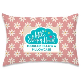 Little Sleepy Head Toddler Pillow with Pillowcase 13x18 - Kids Pillow for Sleeping - Better Neck Support Ergonomic Pillow and Toddler Pillowcase - Best Pillows for Kids (Daisies)