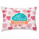 Little Sleepy Head Youth Pillow with Pillowcase 16x22, Soft Jumbo Toddler Pillows, Hypoallergenic Pillow Case - Best Kids Pillows for Sleeping, Perfect Kids Travel Pillows (Heart Pink)