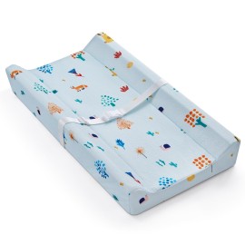 Blissful Diary Baby Changing Pad with Waterproof Lining Foam, Includes a Soft & Washable Cover, Contoured Changing Table Pads for Dresser Top with Non-Slip Bottom, 3216 (Blue, Rectangular)
