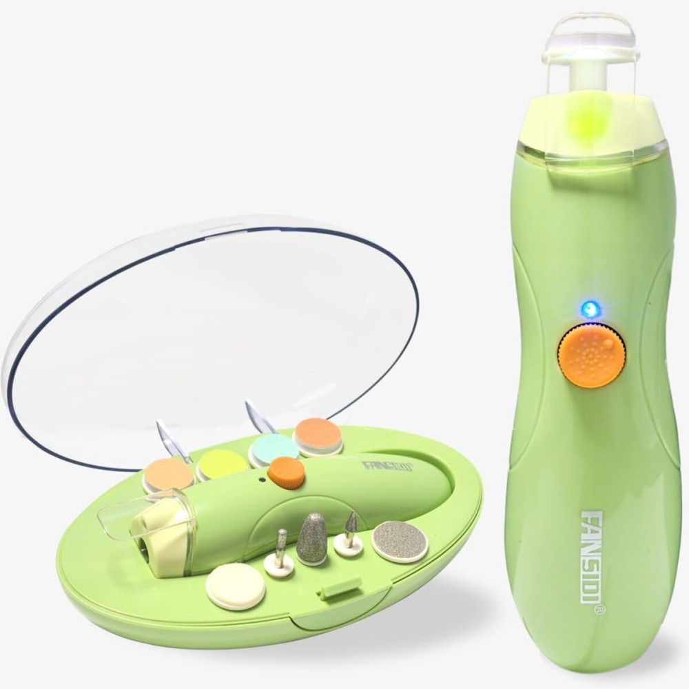 Fansidi Rechargeable Baby Nail File with 8100RPM Motor, Stepless Speed Control, Pressure-Stop Safety, Type-C Charging, Quiet Electric Nail Trimmer for Newborns, Toddlers & Adults, Fresh Mint Green