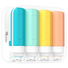 Redfly Travel Bottles for Toiletries, 3oz Tsa Approved Travel Size Containers, BPA Free Leak Proof Squeezable Containers for Toiletries, Silicone Refillable Essentials for Shampoo Conditioner Colorful