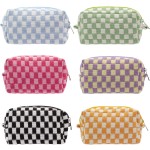 PAZIMIIK Checkered Makeup Bag for Purse Portable Zipper Make Up Pouch Small Cosmetic Case for Travel Accessories (6PCS Colorful)