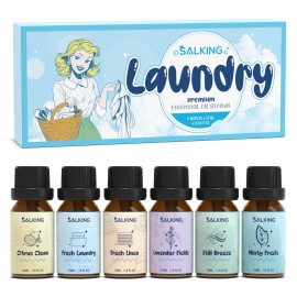 SALKING Laundry Collection Essential Oils Set, Pure Essential Oil for Diffuser, Clean Aromatherapy Fragrance Oil Gift Set, Use with Wool Dryer Balls, Citrus Clean, Lavender Fields, Still Breeze