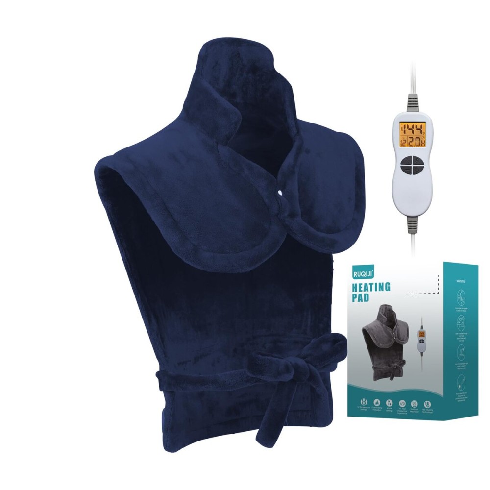 26 x 35 Flannel Neck&Shoulder&Back Heating Pad with 12 Temperature Settings&Countdown Timer, Pain Relief for Back/Neck/Shoulders/Menstrual Pain, Christmas Gifts for Women Men Mom Dad(Navy Blue)