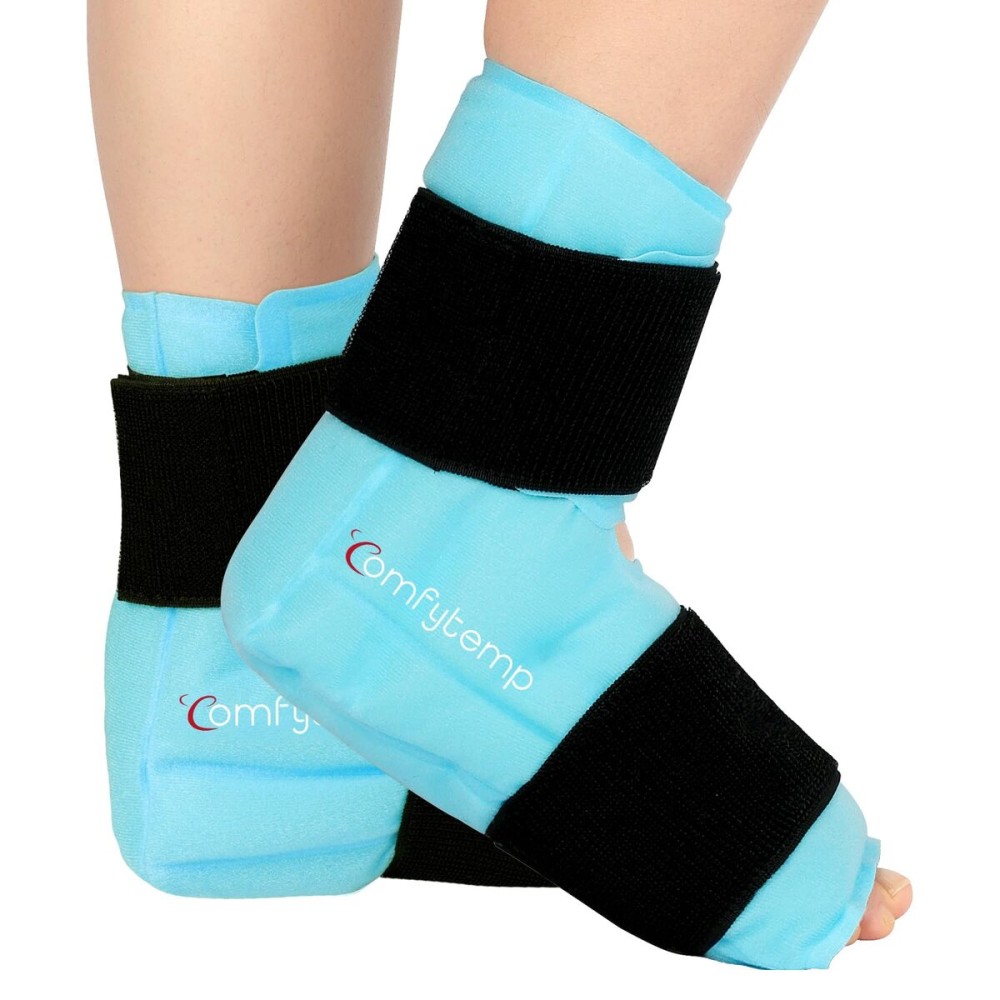 Comfytemp Large Ankle Foot Ice Pack Wrap for Plantar Fasciitis Relief, FSA Eligible HSA, Ankles Brace for Ankle Sprain, Heel Spur, Swelling, Achilles Tendonitis, Hot Cold Therapy, Surgery Gift, 2 Pcs