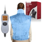 Ambershine 26x35 XXXL King Size Neck& Shoulder& Back Heating Pad with 12 Temperature Settings& 4 Auto-Off Countdown Timers, Pain Relief for Back/Neck/Shoulder, Christmas gift for mom dad(Light Blue)