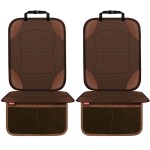 Sinvitron Car Seat Protector for Child Car Seat - Waterproof Non-Slip Leather Mat with 2 Mesh Pockets, Universal Seat Cover for Baby, Pets & Vehicles(2-Pack, Brown)