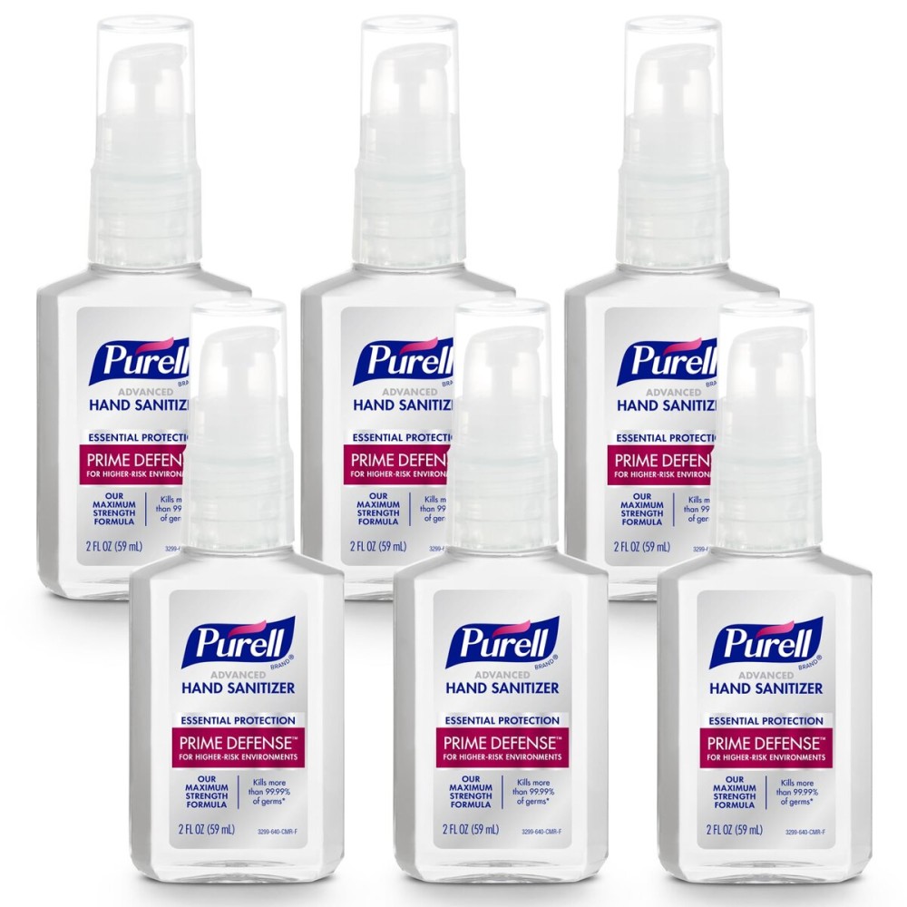 Purell Prime Defense Advanced Hand Sanitizer, Fragrance Free, Our Maximum Strength Formula, 2 fl oz Travel-Size Pump Bottles (Pack of 6) - 3299-04-EC