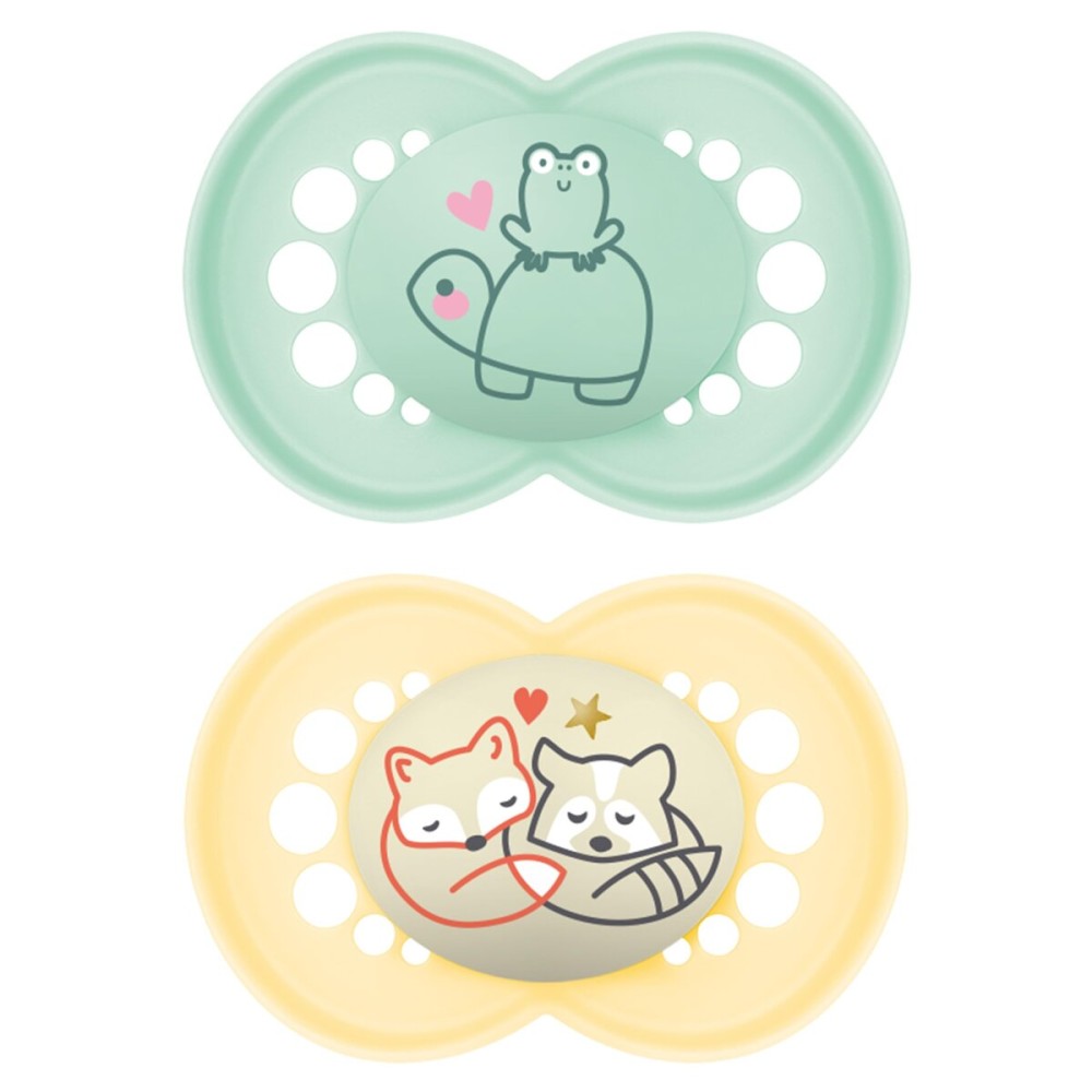 MAM Original Day & Night Pacifiers, Binky Pacifier for 6-16 Months, BPA-Free Silicone, Glows in the Dark, Best for Newborn Babies, Developed with Medical Experts, 2 Count Binkies, with Sterilizer Case