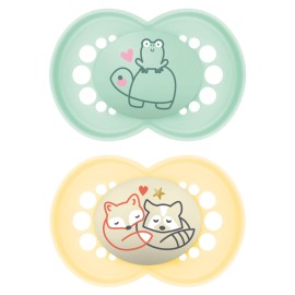 MAM Original Day & Night Pacifiers, Binky Pacifier for 6-16 Months, BPA-Free Silicone, Glows in the Dark, Best for Newborn Babies, Developed with Medical Experts, 2 Count Binkies, with Sterilizer Case